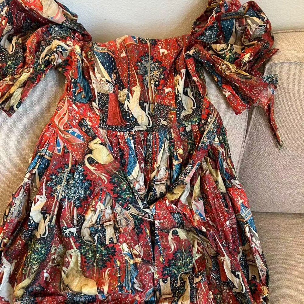 Selkie The Lady and the Unicorn Market Midi Dress Small - Picture 4 of 8